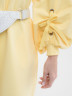 Платье А-образного силуэта с объемными рукавами цвета Молочный лимон
