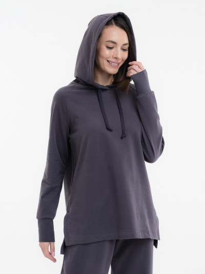 Худи прямого кроя с боковыми разрезами цвета Графит